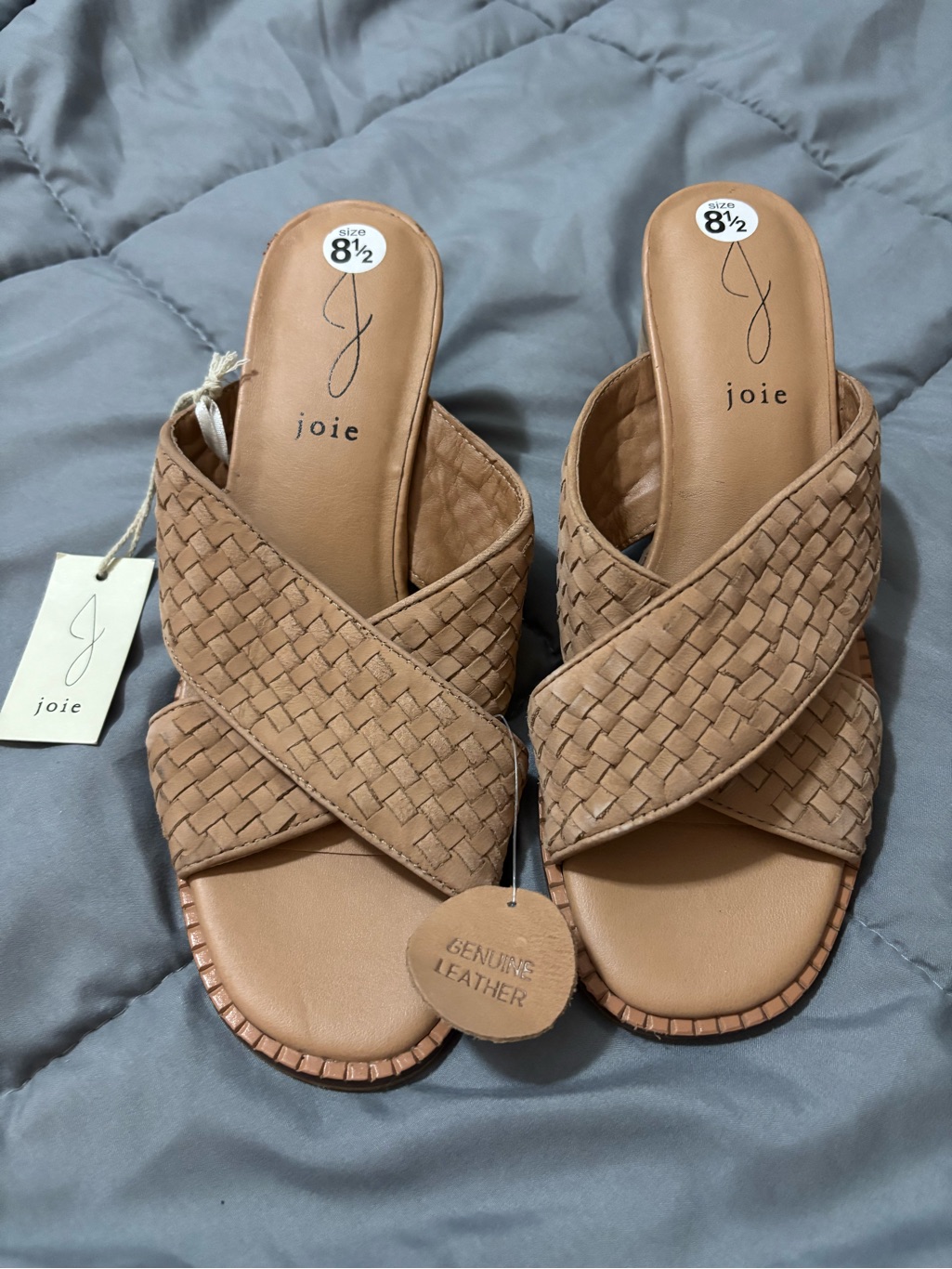New Joie Women’s Size 8.5 Woven Criss Cross Leather Heeled Sandals